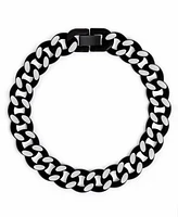 Rhona Sutton Black Silver Curb Chain Stainless Steel Bracelet