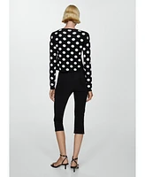 Mango Women's Polka-Dot Knitted Cardigan Sweater