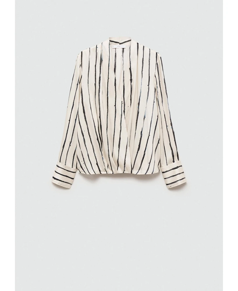 Mango Women's Striped Wrap Blouse