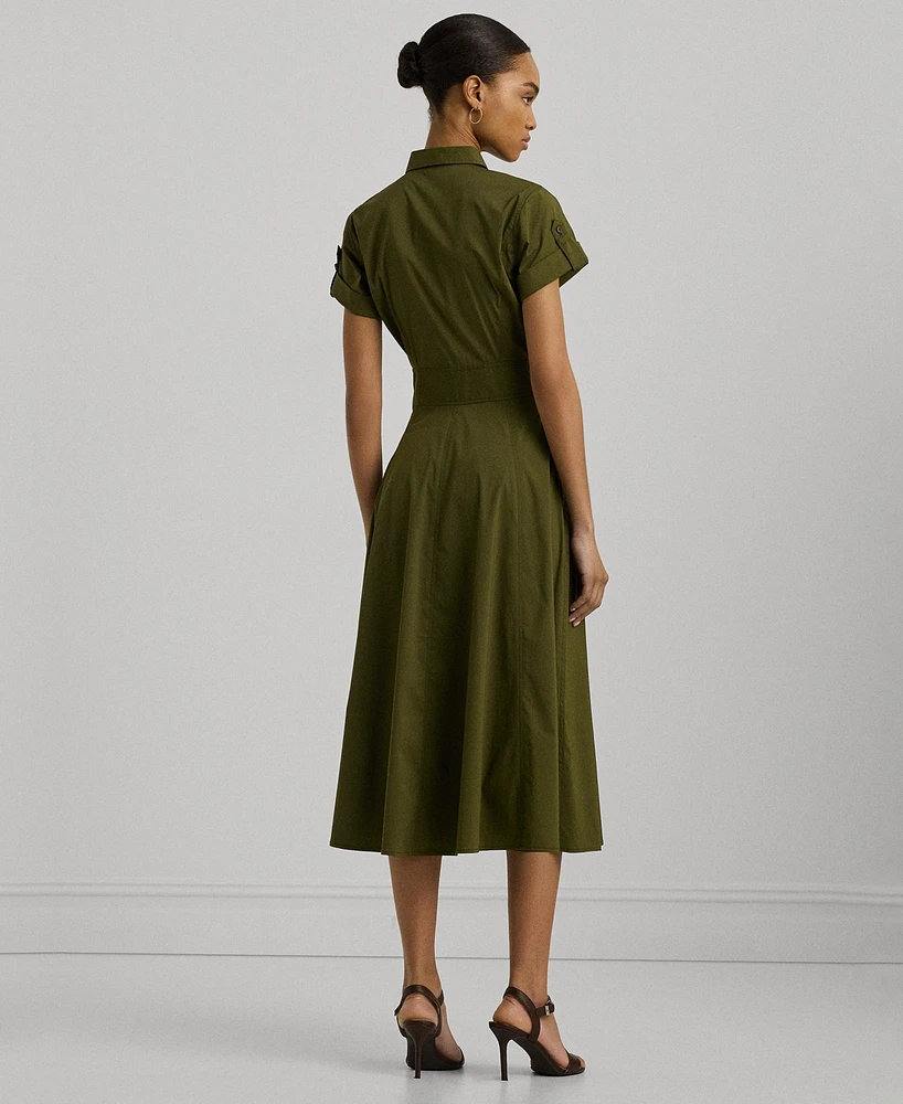 Lauren Ralph Women's Buckle-Trim Stretch-Cotton Blend Dress