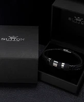 Rhona Sutton Silver Dad Twin Leather Stainless Steel Bracelet