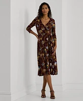 Lauren Ralph Women's Belting-Print Surplice Jersey Dress