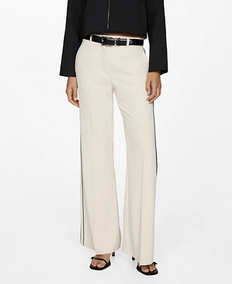 Mango Women's Wideleg Striped Pants