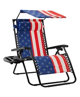 Best Choice Products Folding Zero Gravity Recliner Patio Lounge Chair w/ Canopy Shade, Headrest, Tray