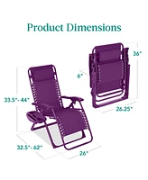 Best Choice Products Monochromatic Zero Gravity Chair, Folding Patio Recliner w/Side Tray, Headrest