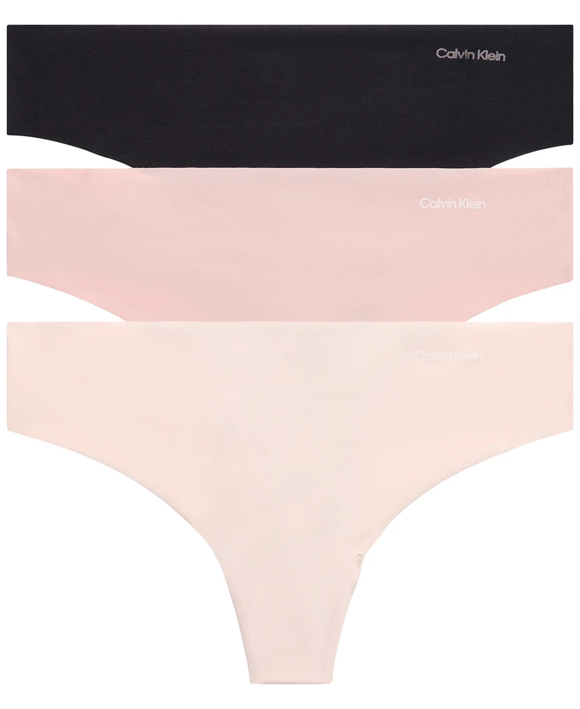 Calvin Klein Women's Invisibles 3-Pack Thong Underwear QD3558