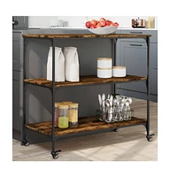 vidaXL Kitchen Trolley Smoked Oak 40.2"x19.7"x37.4" Engineered Wood