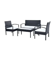 vidaXL 4 Piece Patio Lounge Set with Cushions Poly Rattan