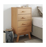 vidaXL Bedside Cabinet Olden Brown Solid Wood Pine