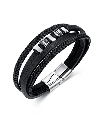 Rhona Sutton Black Nexus Multi Leather Stainless Steel Bracelet