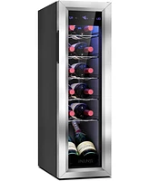 Jinjunye 12 Bottle Compressor Wine Cooler, Stainless Steel Wine Fridge, 41