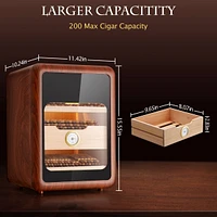 Jinjunye Cigar Humidors Cabinet for 200 Cigars, Cigar humdiidor Box with Digital Hygrometer, Spanish Cedar Lining 2 Shelves 1 Drawer Cabinet Humidor f