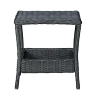 vidaXL Patio Table Dark Gray 17.7"x17.7"x18.3" Poly Rattan