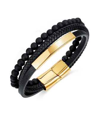 Rhona Sutton Gold Identification Leather Stainless Steel Bracelet