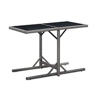 vidaXL Patio Table Anthracite 43.3"x20.9"x28.3" Glass and Poly Rattan