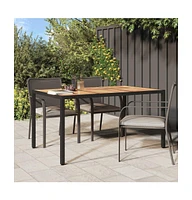 vidaXL Garden Table 59.1"x35.4"x29.5" Poly Rattan and Acacia Wood Black