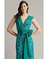 Tadashi Shoji Women's Esha Embroidered Waist Bow Gown