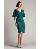 Tadashi Shoji Women's Leya Sequin Embroidered Flutter Sleeve Dress