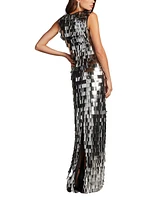 Tadashi Shoji Women's Kipper Plunge Neck Gown