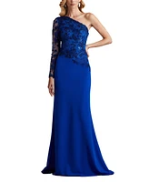 Tadashi Shoji Women's Abner One Shoulder Embroidered Bodice Gown