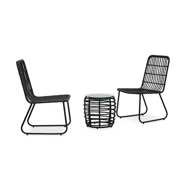 vidaXL 3 Piece Bistro Set Poly Rattan Black