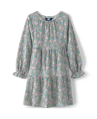 Lands' End Girls Long Sleeve Tiered Knit Dress