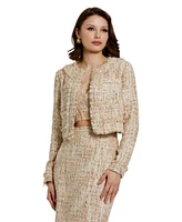 Mac Duggal Women's Long Sleeve Cropped Boucle Jacket