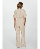 Mango Women's Lyocell Shirt-Collar Jumpsuit