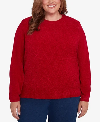 Alfred Dunner Plus Classic Chenille Pullover Sweater