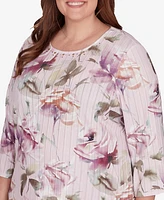 Alfred Dunner Plus Telluride Romantic Florals Textured Top