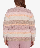 Alfred Dunner Plus Telluride Chenille Spray Dyed Stripe Sweater