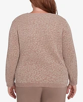 Alfred Dunner Plus Telluride Metallic Cheetah Textured Sweater