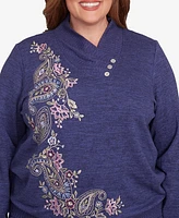 Alfred Dunner Plus French Quarter Paisley Embroidered Top