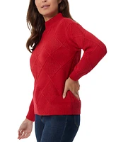 Jones New York Women's Diamond-Stitch Mock-Neck Sweater