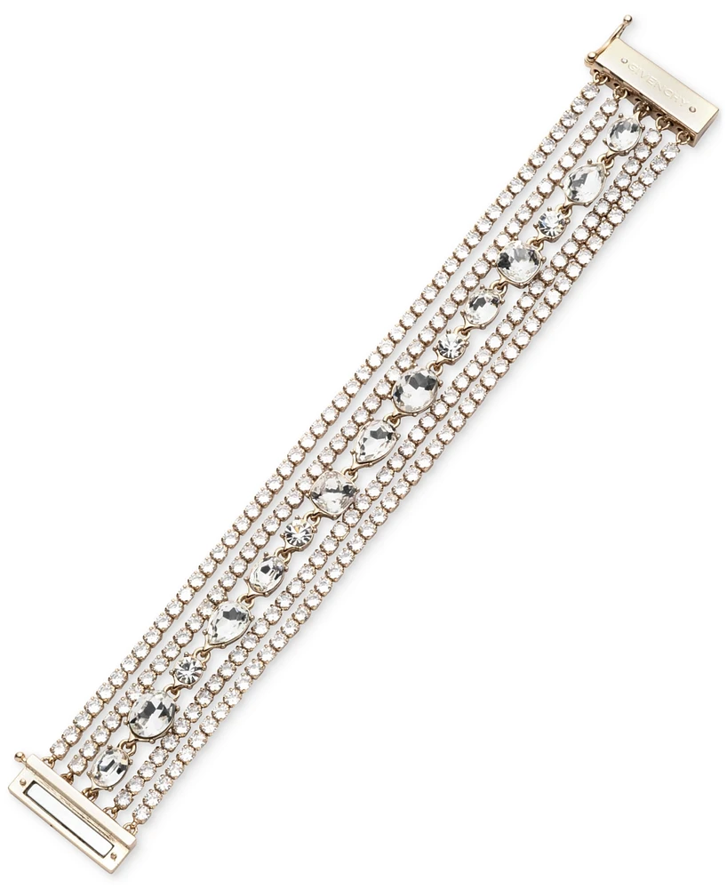 Givenchy Gold-Tone Mixed Crystal Multi-Row Flex Bracelet