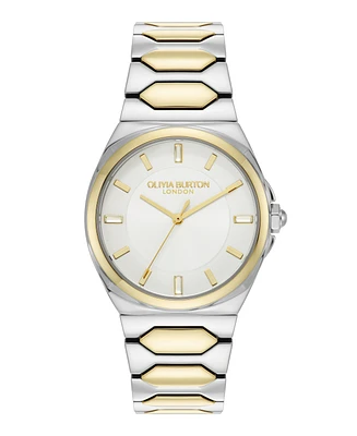 Olivia Burton Women's Lustre Silver and Gold-Tone Stainless Steel Bracelet Watch 34mm