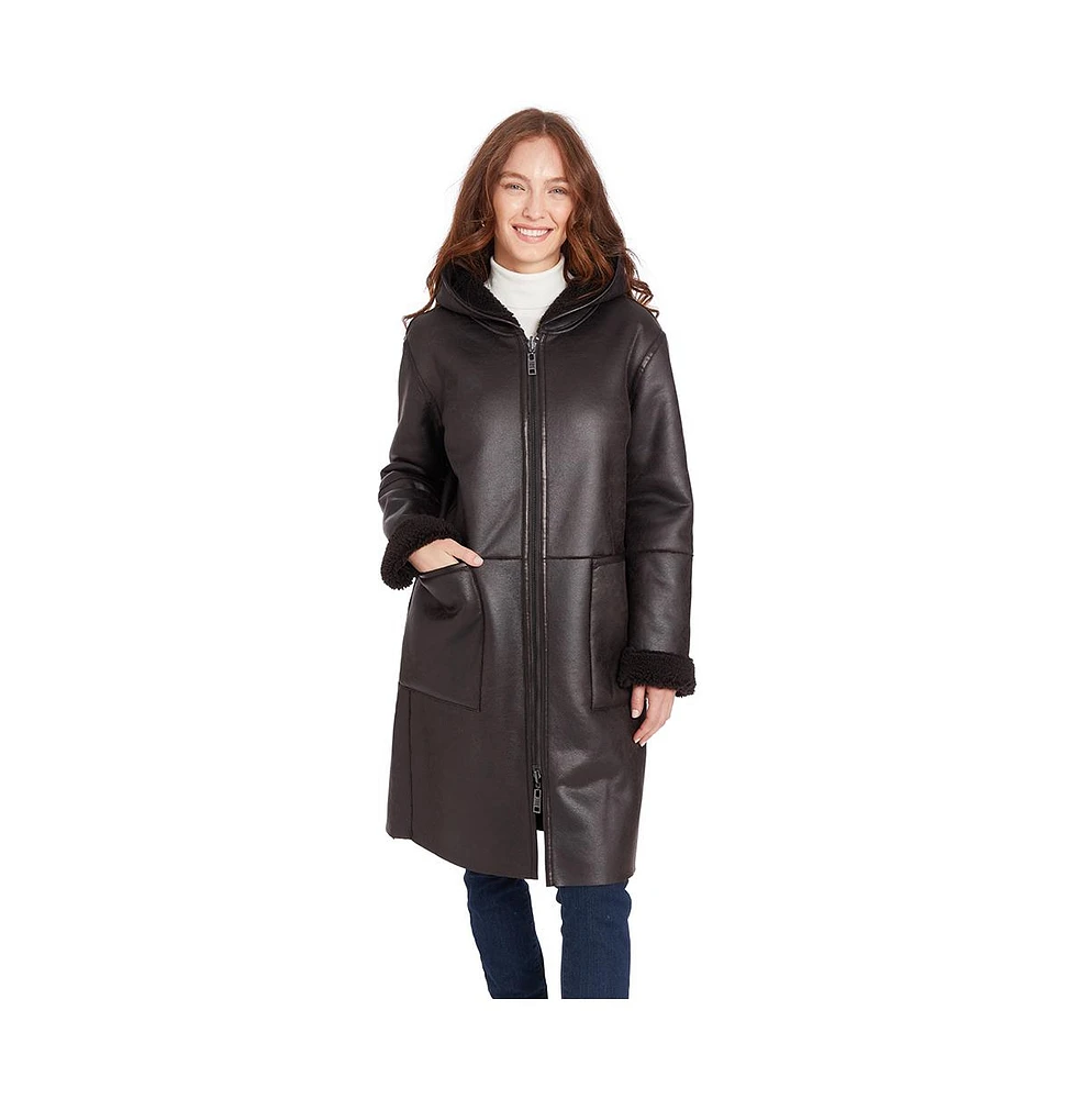 Frye Women's Mariah Reversible Faux Shearling Coat