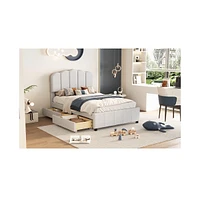 Slickblue Twin Upholstered Bed with 2 Storage Drawers and Wood Slat Support