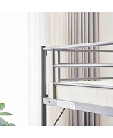 Slickblue Twin Size Metal Loft Bed with Desk and Storage Shelves for Small Spaces