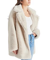 Steve Madden Women's Snow Faux-Fur Teddy Coat