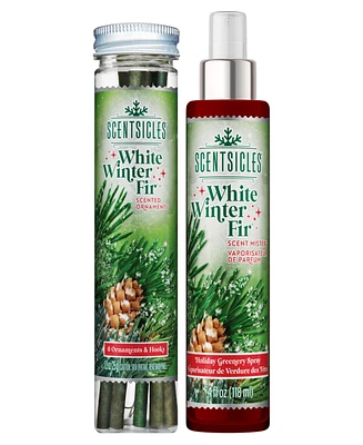 National Tree Company Scentsicles Scented Ornaments, 6 Count Bottles, Stick and Spray White Winter Fir - 2 Pack