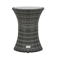 vidaXL Patio Side Table Drum Shape Gray Poly Rattan