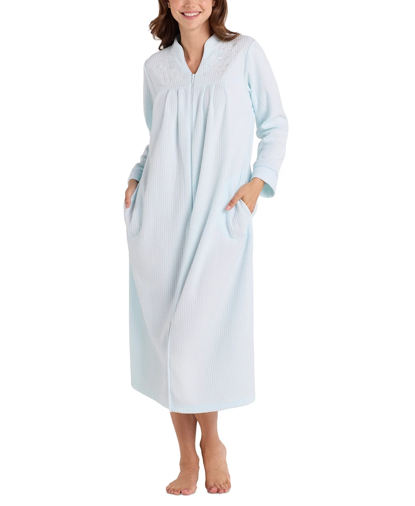 Miss Elaine Women's Long Terry Zip-Front Robe