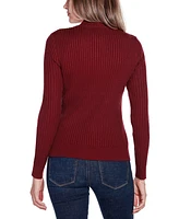 Belldini Women's Black Label Rib and Cable Quarter-Zip Sweater