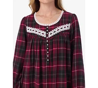 Eileen West Women's Plaid Flannel Lace-Trim Waltz Nightgown