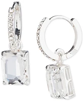 Lauren Ralph Lauren Silver-Tone Crystal Charm Pave Huggie Hoop Earrings