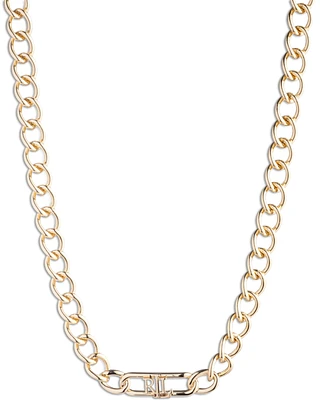 Lauren Ralph Lauren Gold-Tone Logo Link Collar Necklace, 16" + 3" extender