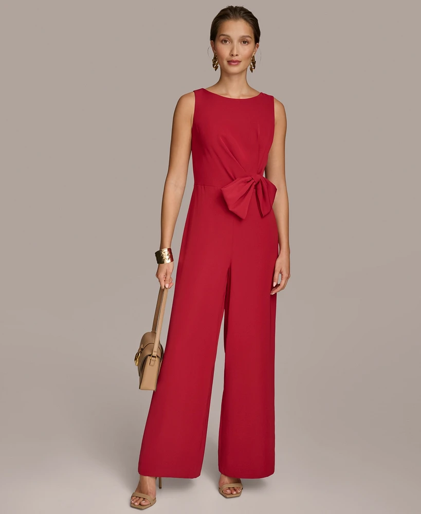 Donna Karan New York Women's Bow-Trim Straight-Leg Jumpsuit