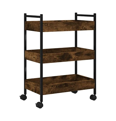 vidaXL Kitchen Trolley Smoked Oak 19.7"x11.8"x27.6" Engineered Wood