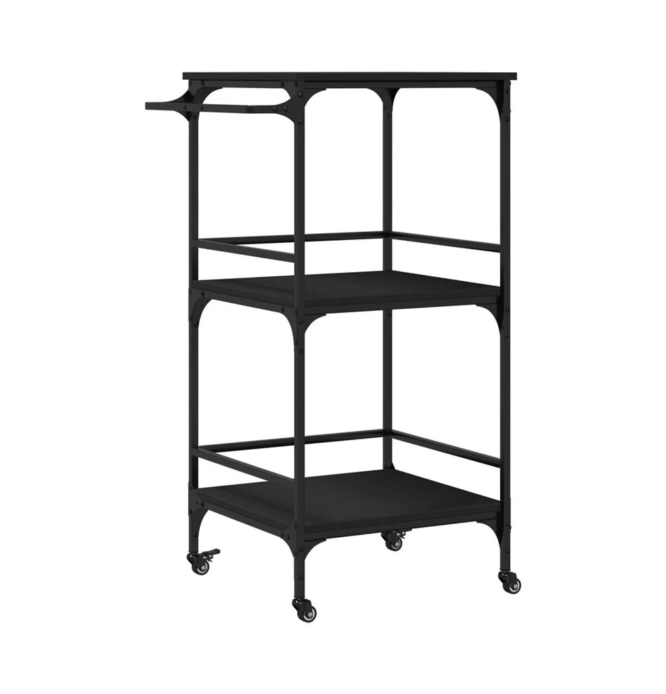 vidaXL Kitchen Trolley Black 23.8"x19.7"x41.3" Engineered Wood